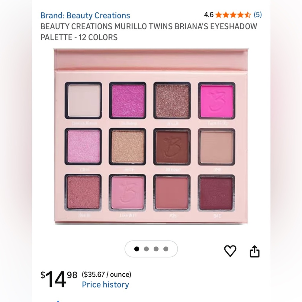 Beauty Creations Briana 12-Color Eyeshadow Palette - Pink & Neutral Tones